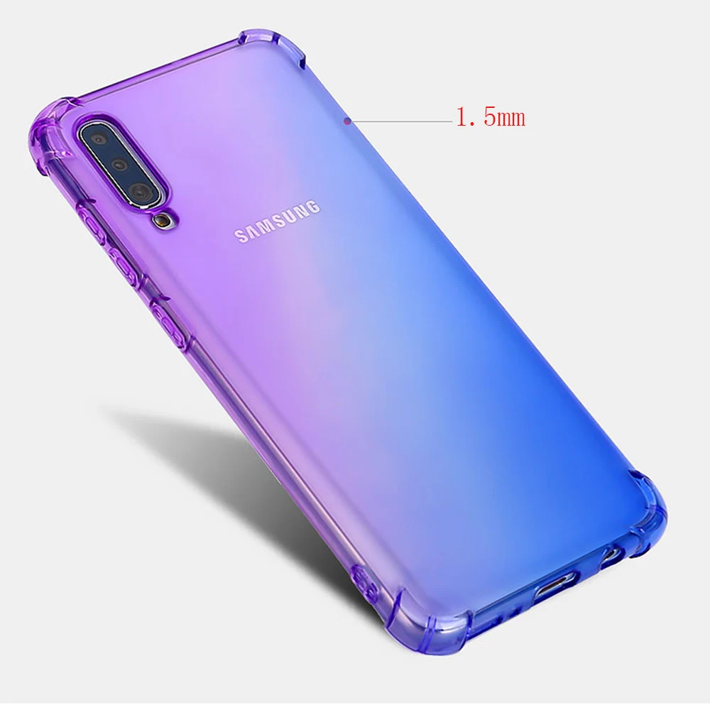 For Samsung Galaxy A50 A70 A40 A20 Case Clear Cute Gradient Slim TPU Phone Cover A7 2018 S9 S10 PLUS note 9 |