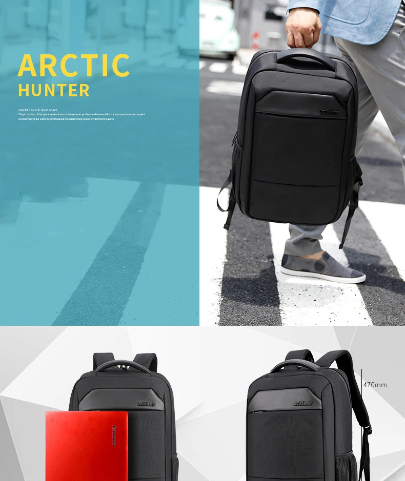 ARCTIC HUNTER, 15,6 дюймов, USB, водонепроницаемая мужская сумка для ноутбука, Спортивная, дорожная, деловая, для ноутбука, мужской рюкзак, школьная сумка, Mochila Bolsas