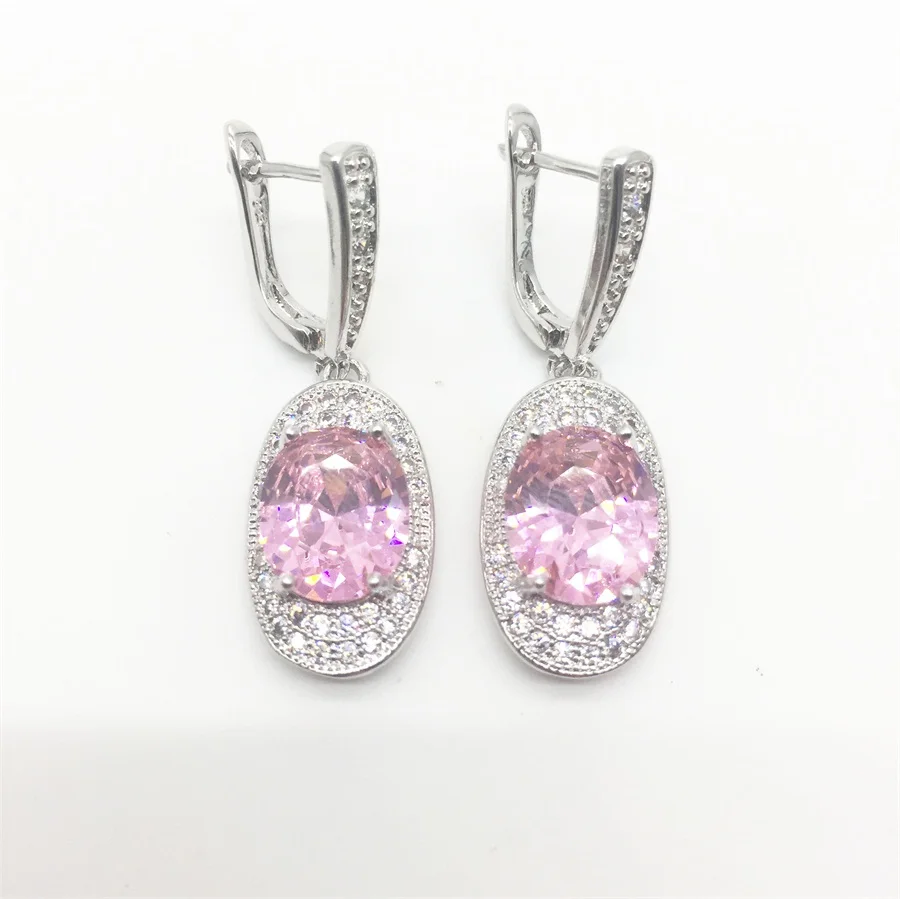Pink Zircon Costume Silver 925 Jewelry Sets Women Pendant&ampNecklace Ring Earrings With Natural Stones Jewelery | Украшения и
