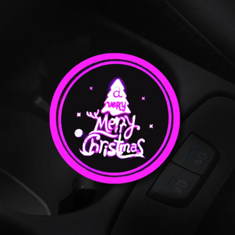 Christmas tree 2 шт. светодиодный автомобильный подстаканник Рождественская серия Снежинка Олень красочный подстаканник держатель для напитков атмосферный светильник аксессуары для интерьера - Название цвета: Christmas tree