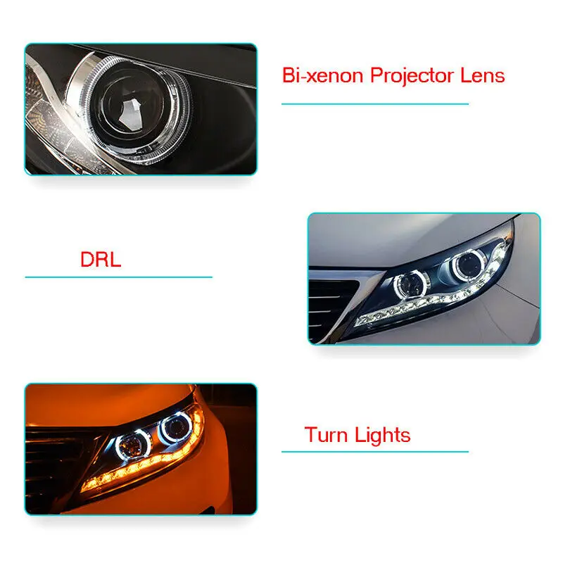 Динамический поворотный сигнал светодиодные фары DRLs линзы проектора Bi Xenon
