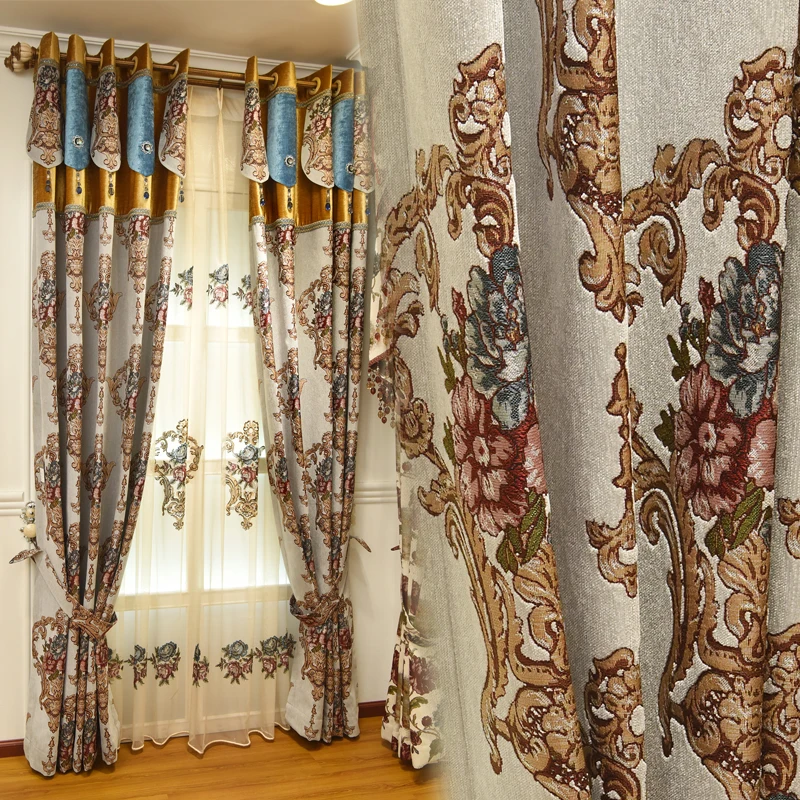 Европа Топ Королевский Синель Жаккардовые Плотные подзор шторы для гостиная с из