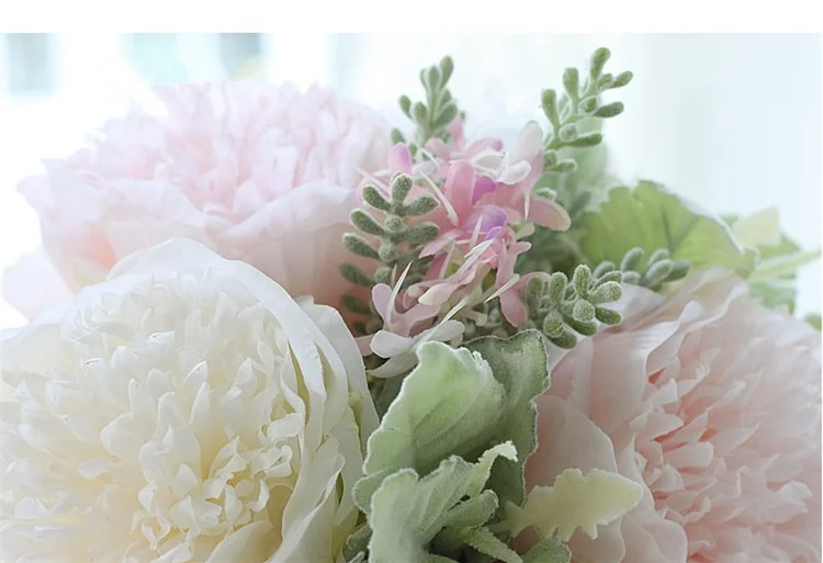 1 bouquet macaron color light pink fairy flower peony rose designed wedding bridal silk photoprops | Дом и сад