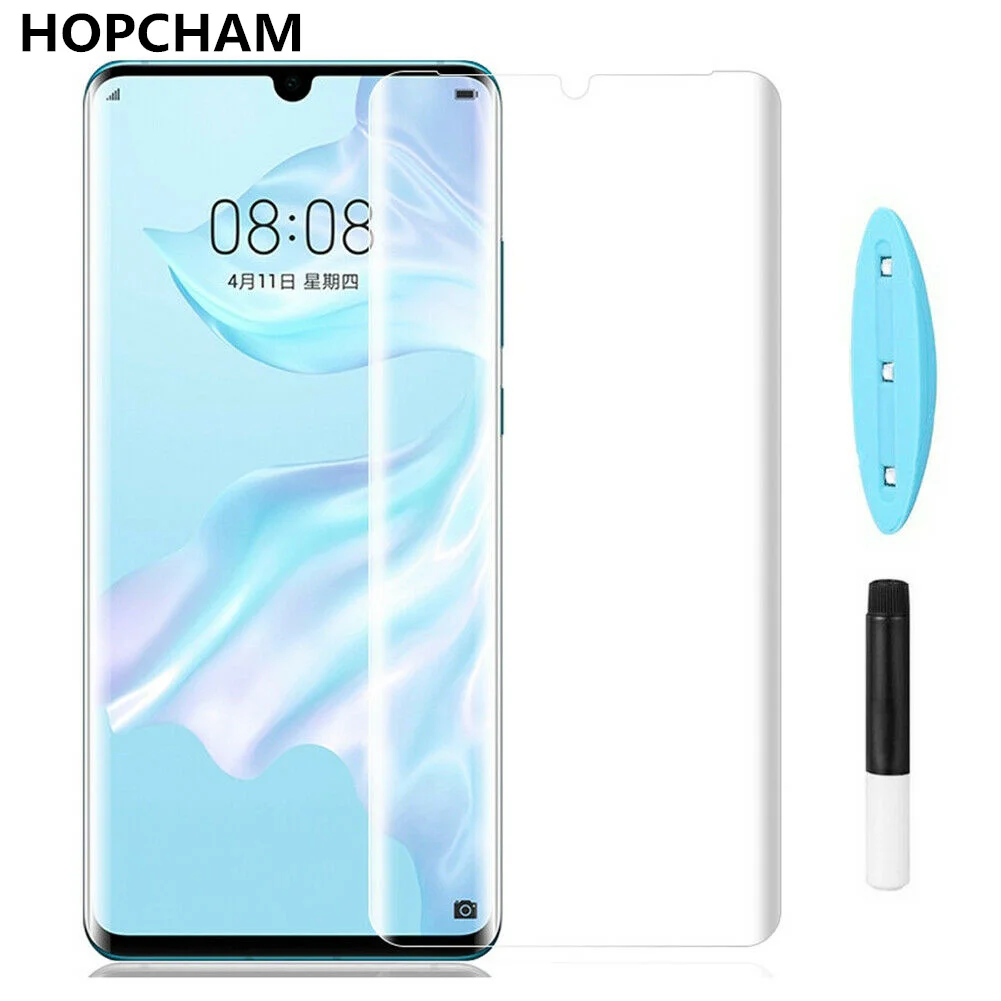 Защитное стекло P30 Pro закаленное для Huawei Mate 20 P20 Lite 6D UV жидкая защитная