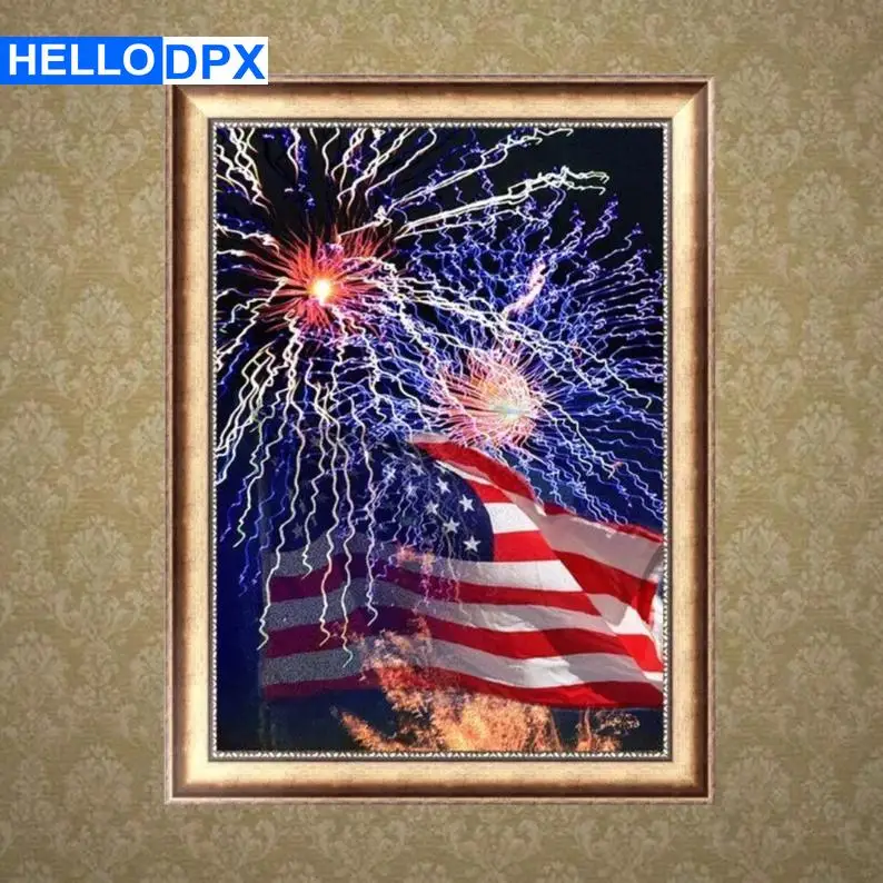 Набор для алмазной живописи Hellodpx 5D американские солдаты с флагом Орлом полная