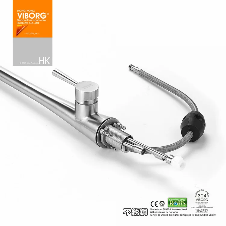 VIBORG Deluxe SUS304 из нержавеющей стали, без свинца, выдвижной спрей, кухонный кран для раковины, смеситель, вытяжной выдвижной распылитель, кран