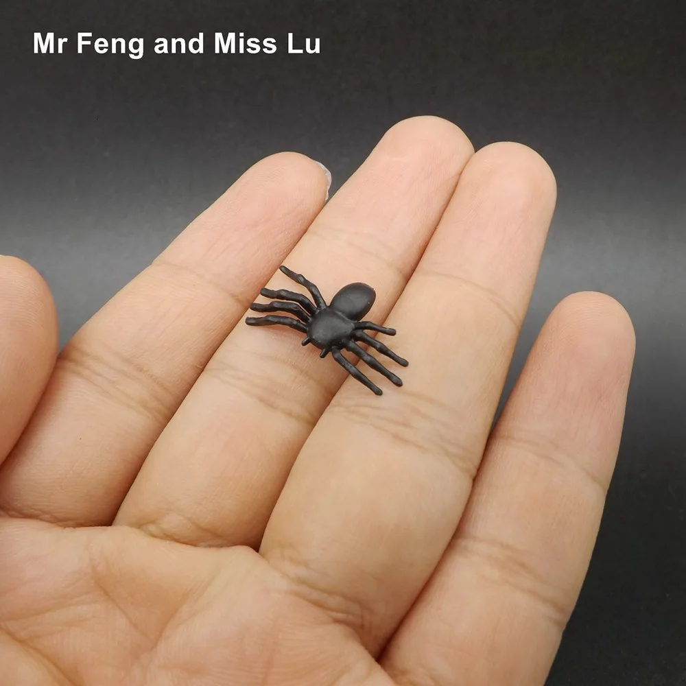Пластиковый черный паук на Хэллоуин крошечные Шутки Игрушки Реалистичная Игра