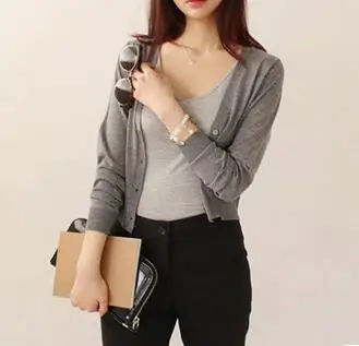 MLXSLKY новинка лето весна женский тонкий вязаный кардиган v образный вырез короткий