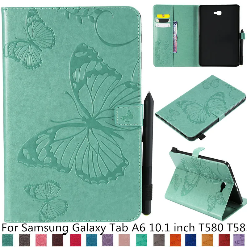 Чехол для Samsung Tab A6 10 1 2016 кожаный откидной бумажник с тисненой бабочкой T580 T585 чехол
