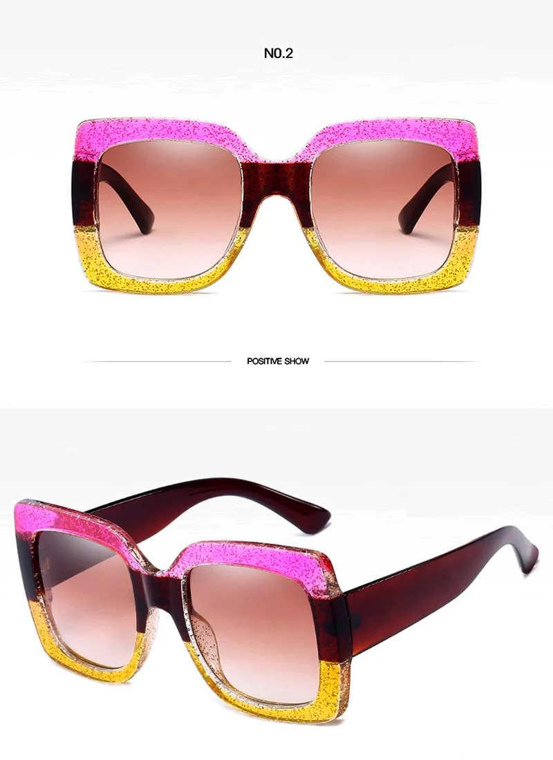 Fashion Square Sunglasses Women Luxury Brand Designer Oversized Frame Way Out Sun Glasses Hipster Ladies Shades Visor Oculos Top