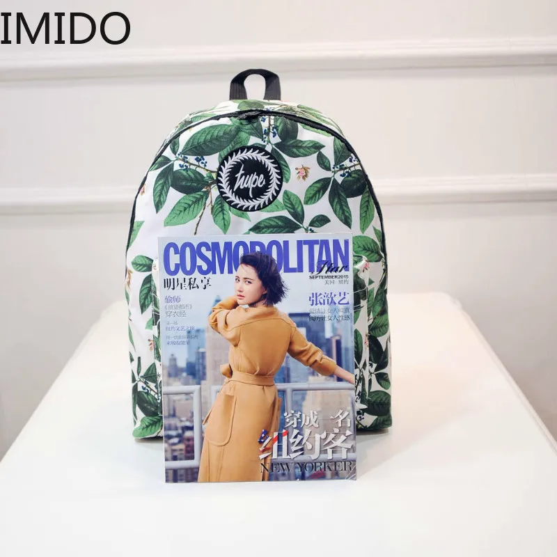 IMIDO модные новые брендовые холщовые женские рюкзаки с цветочным принтом женская