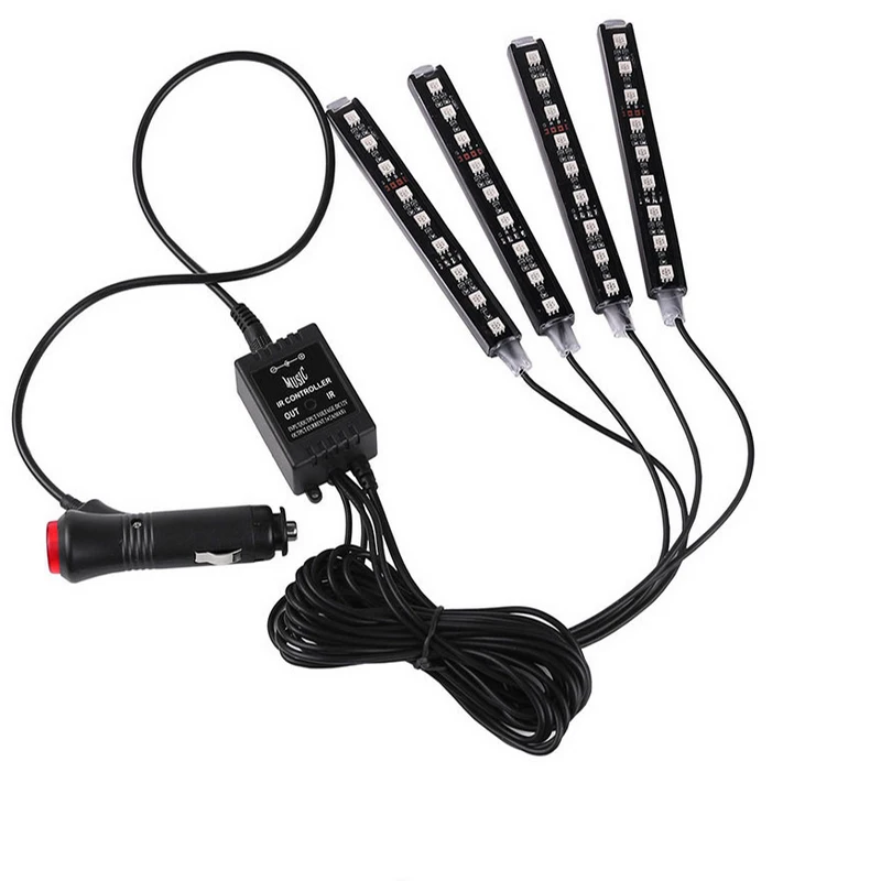 Светодиодная лента RGB для автомобиля декоративные автомобильные атмосферные
