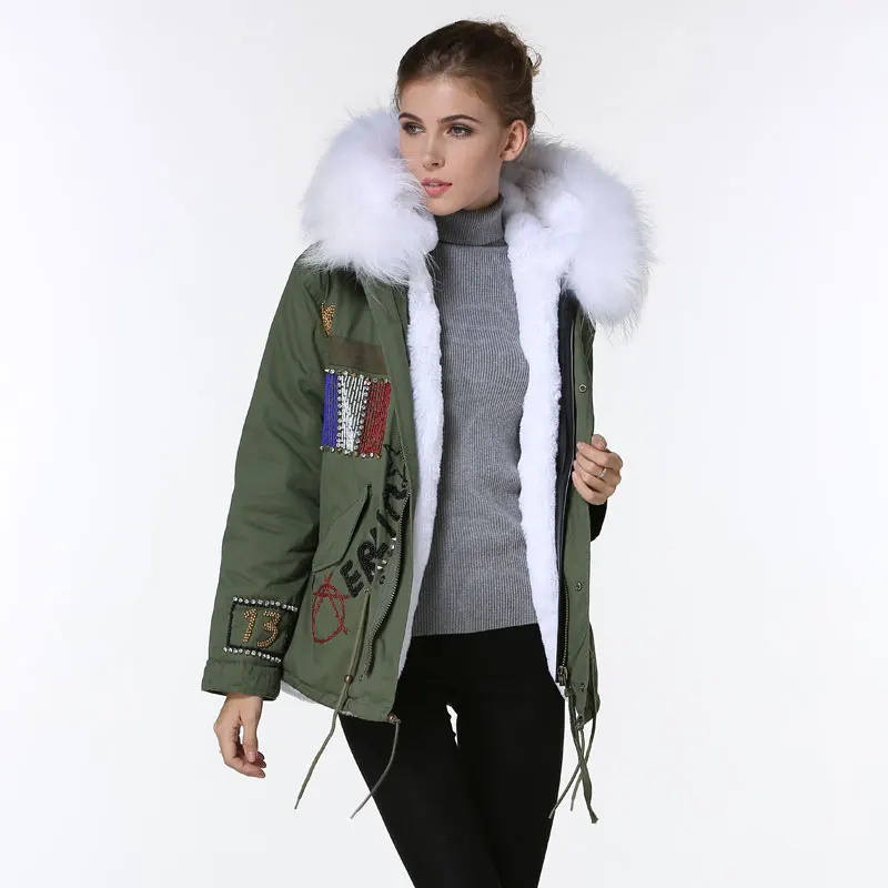 Парка женская зимняя с большим капюшоном и мехом енота| |