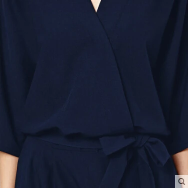 Женский шифоновый комбинезон с v-образным вырезом летний комбидресс длинным