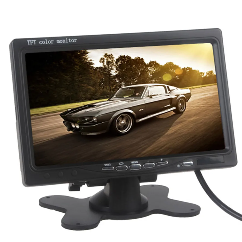 12 В 7 дюймов 800x480 RGB Цифровой дисплей 2 видео вход заднего вида PAL/NTSC подголовник автомобиля VCR монитор