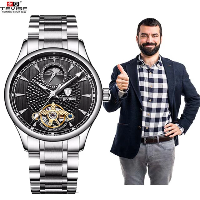 Relogio automatico masculino Лидирующий бренд Tevise Новая автоматическая часы Для мужчин Tourbillon