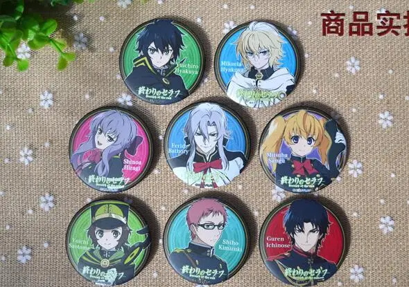 10 шт./компл. 58 мм аниме сераф конца Hiiragi Shinoa Owari no Serafu Mitsuba Sangu Ferid полный значок|pin