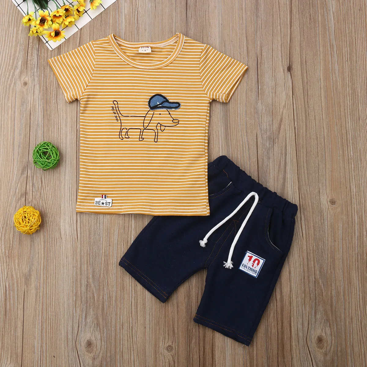 Милая летняя модная повседневная одежда в полоску с принтом животных для