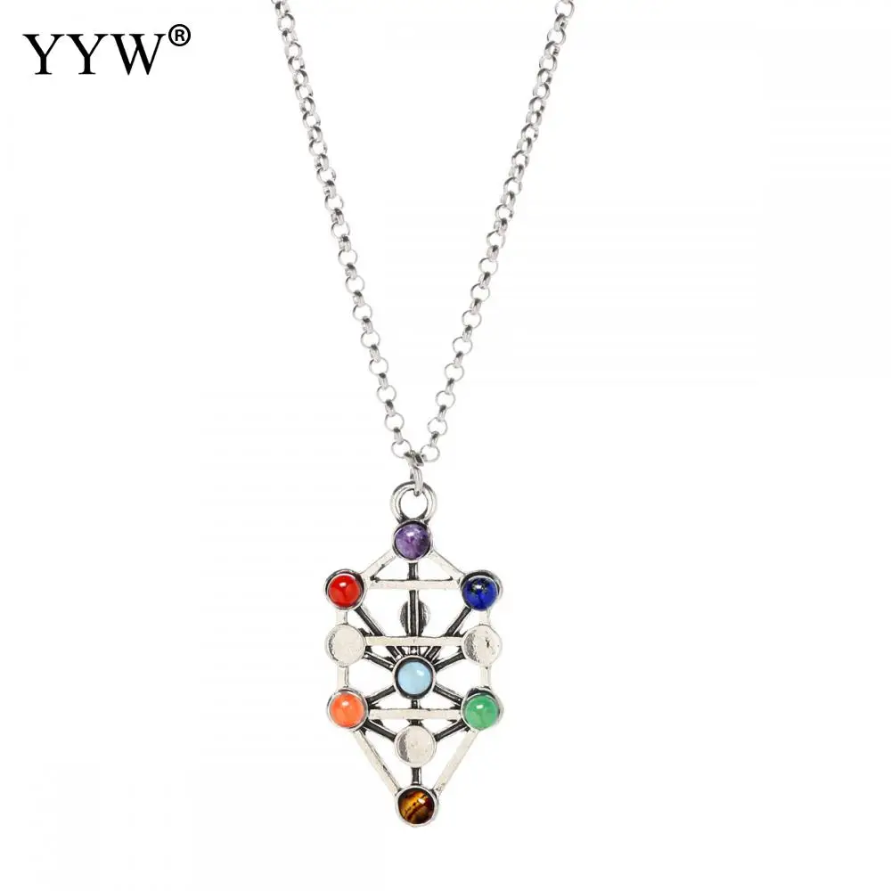 YYW рейки 7 хрустальных бусин натуральный камень кулон Йога Медитация кварцевый