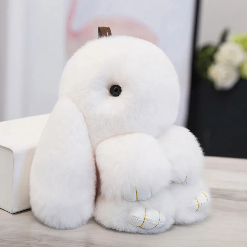 18 см пушистый кролик брелок настоящий мех кролика для женщин ручная сумка