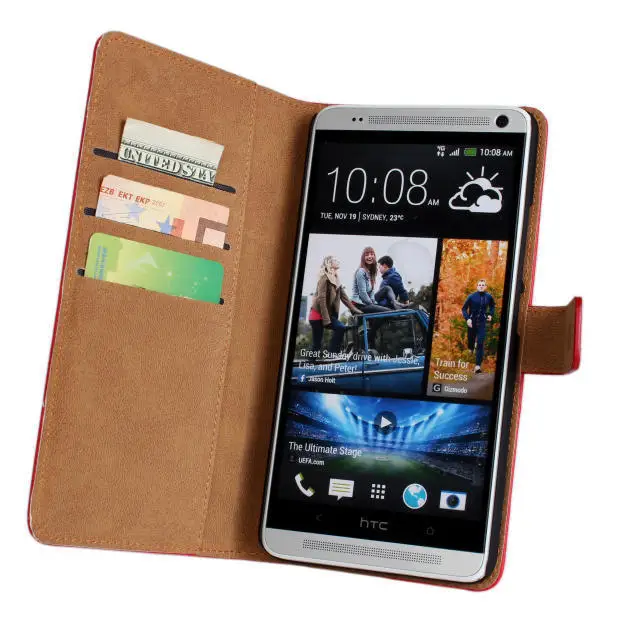 Genuine Leather Case For HTC One MAX T6 Book Wallet Style Magnetic Design With Card Slot Flip Stand Phone Cover Shell Skin |