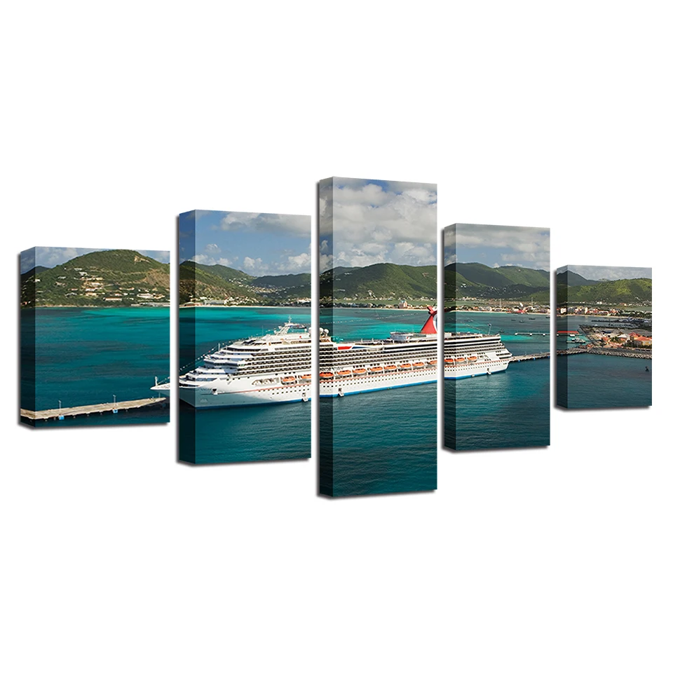 5 шт. модульные картины на холсте с изображением лодки | Дом и сад