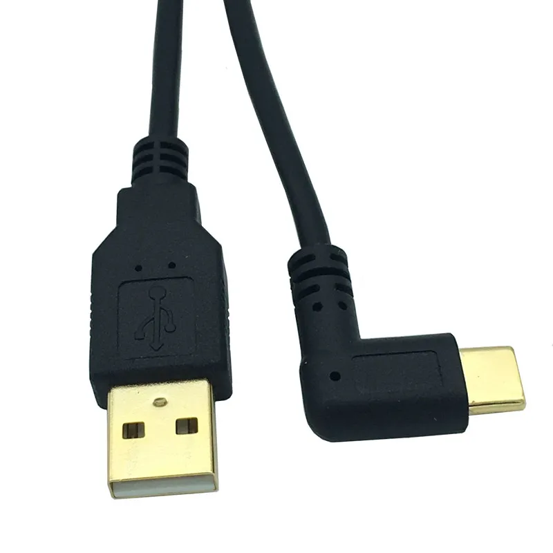 Левое и правое Угловое позолоченное usb-кабель USB3.1 type-c с разъемом USB для зарядки