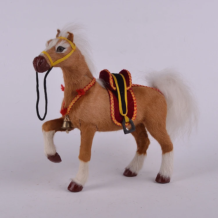 

Новая имитация лошади игрушка пластиковая и меховая лошадь модель подарок около 22x21 см a59