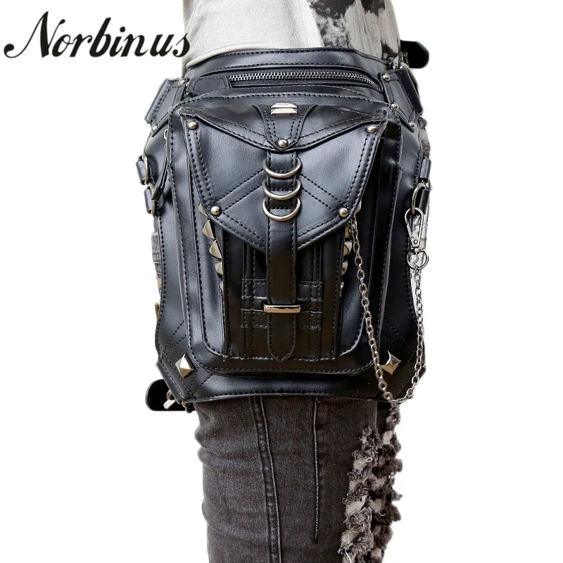 Женская поясная сумка Norbinus Steampunk Кожаная в готическом стиле мотоциклетная через