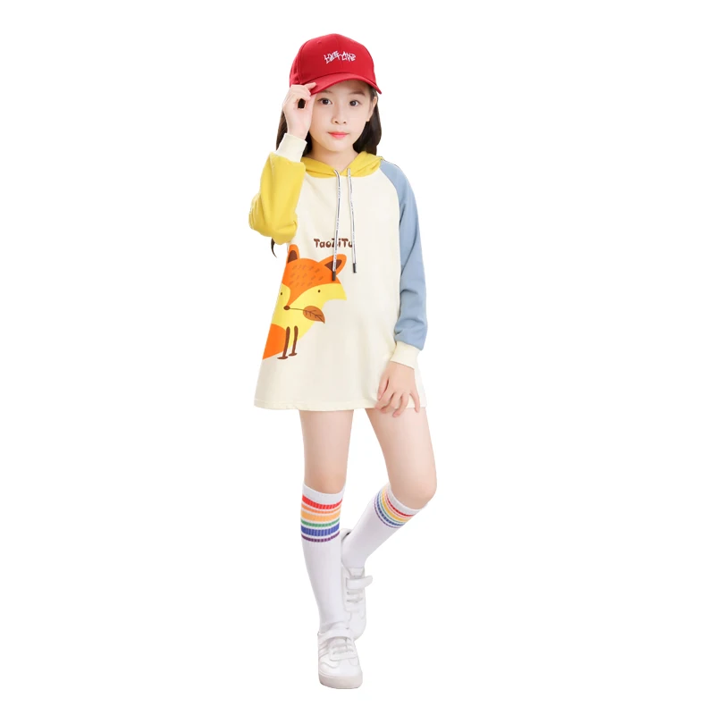 2019 Fashion Mini Patchwork Letter Children Dress Baby Casual Cotton Cartoon Kids Girls Hoodies Clothes for Spring Autumn Summer | Детская