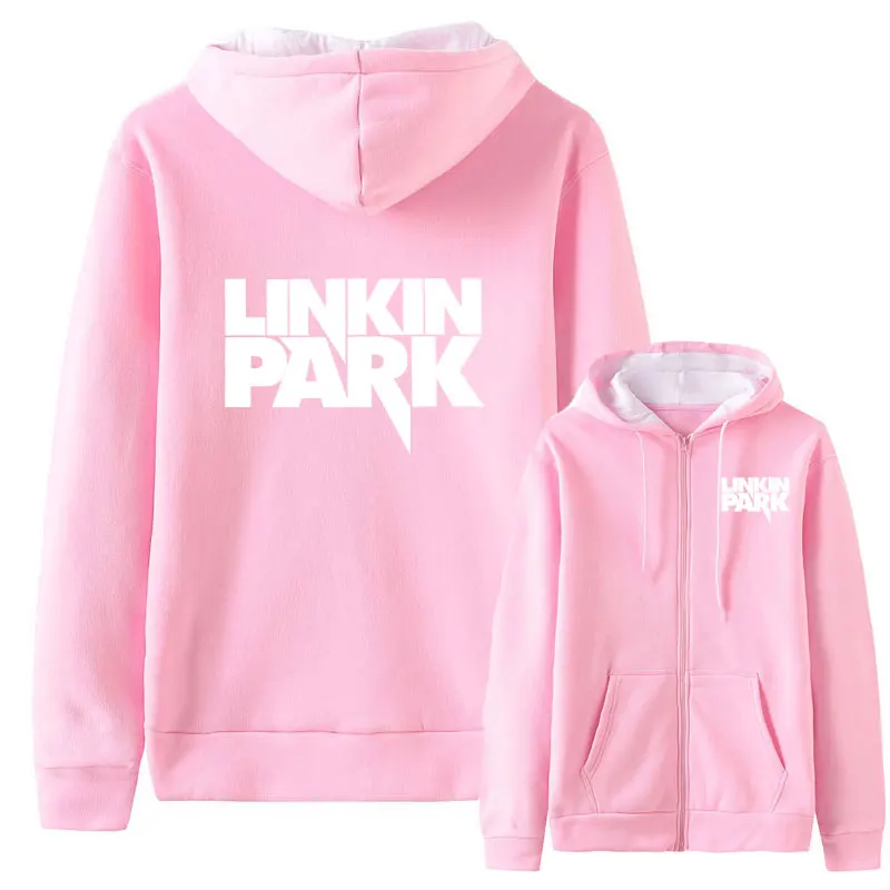 Лидер продаж осень Linkin Park напечатаны модные мужские толстовки Мужская и Женская куртка Свитшот флисовый обычный на молнии пальто - Цвет: pink