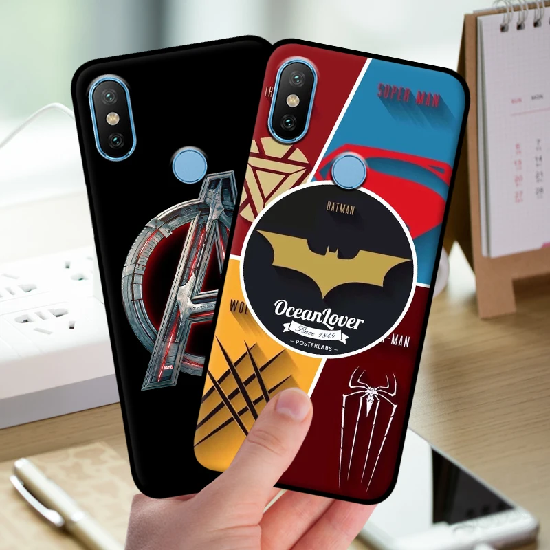 mosirui for Xiaomi Mi 6X A1 case Silicone Cover soft shell Back in fitted phone Marvel Comics Spider Iron Thor Man |