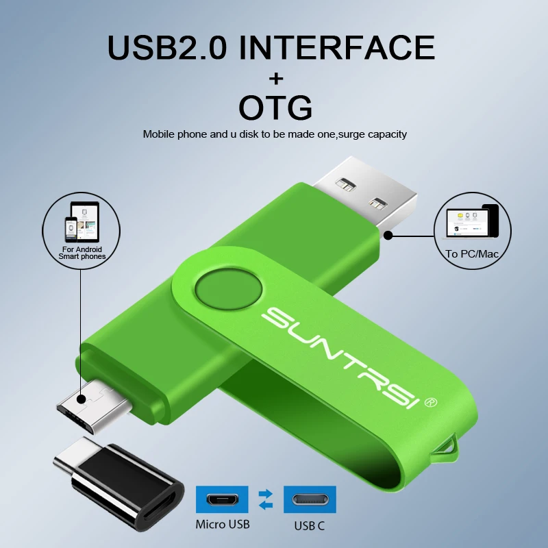 Suntrsi USB флеш-накопитель 128 Гб 64 TYPE C многофункциональная палка 2 0 32 OTG Металл 16
