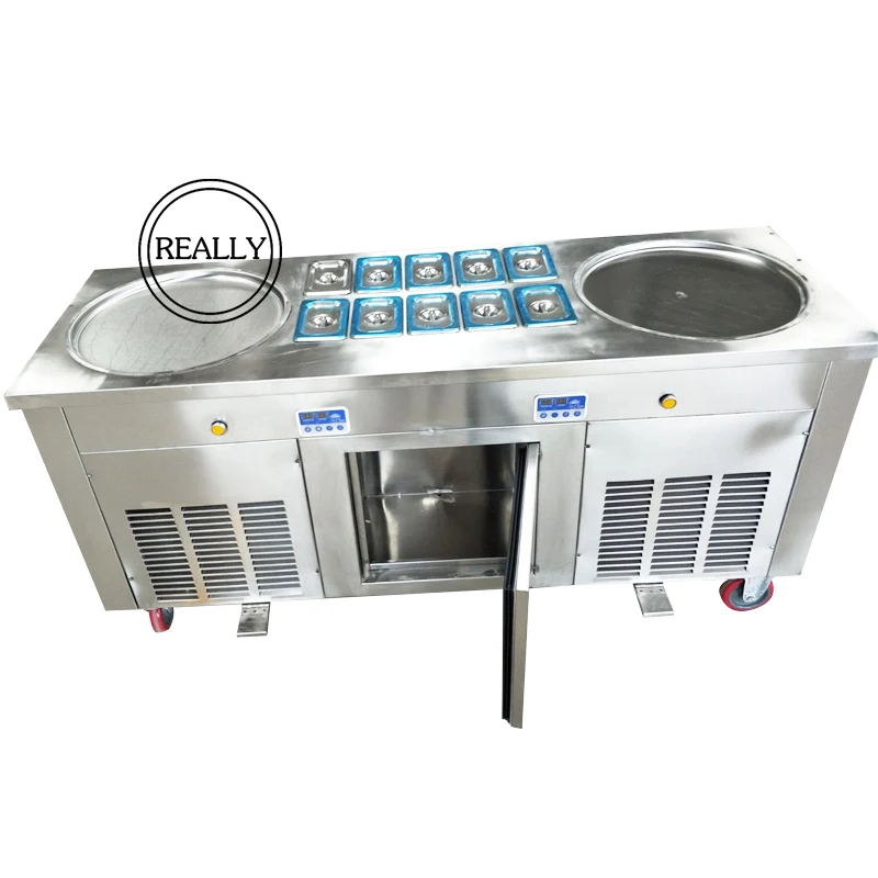 

environmental freon double flat pan fried ice cream machine, fry ice pan machine