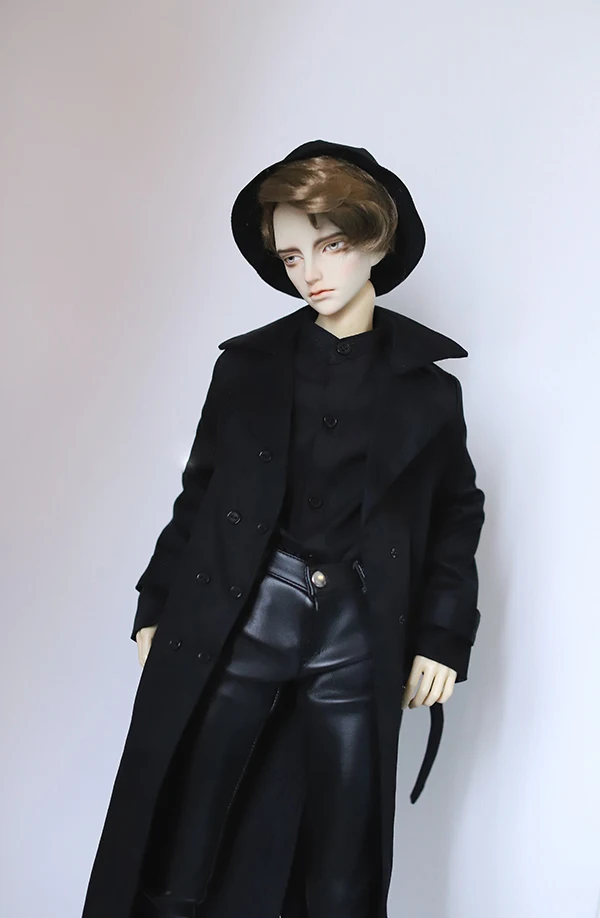 Черное двубортное пальто BJD с поясом подходит для куклы 1/3 1/4 SD17 SSDF аксессуары