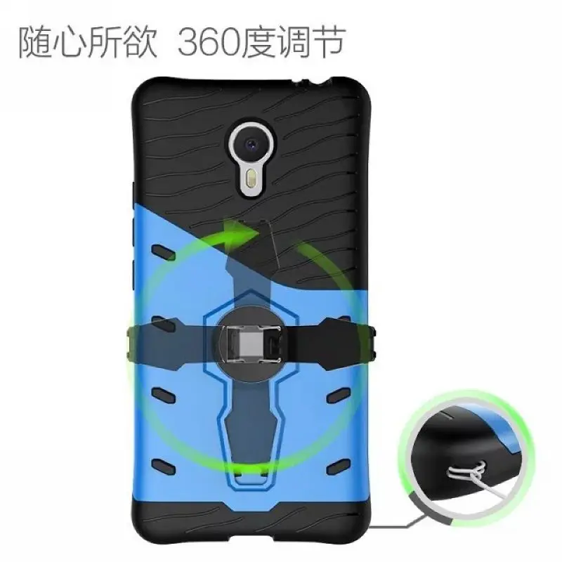 Для Meizu meilan Note3 случае Гибридный чехол противоударный 360 Вращающийся Kickstand PC + TPU ARMOR