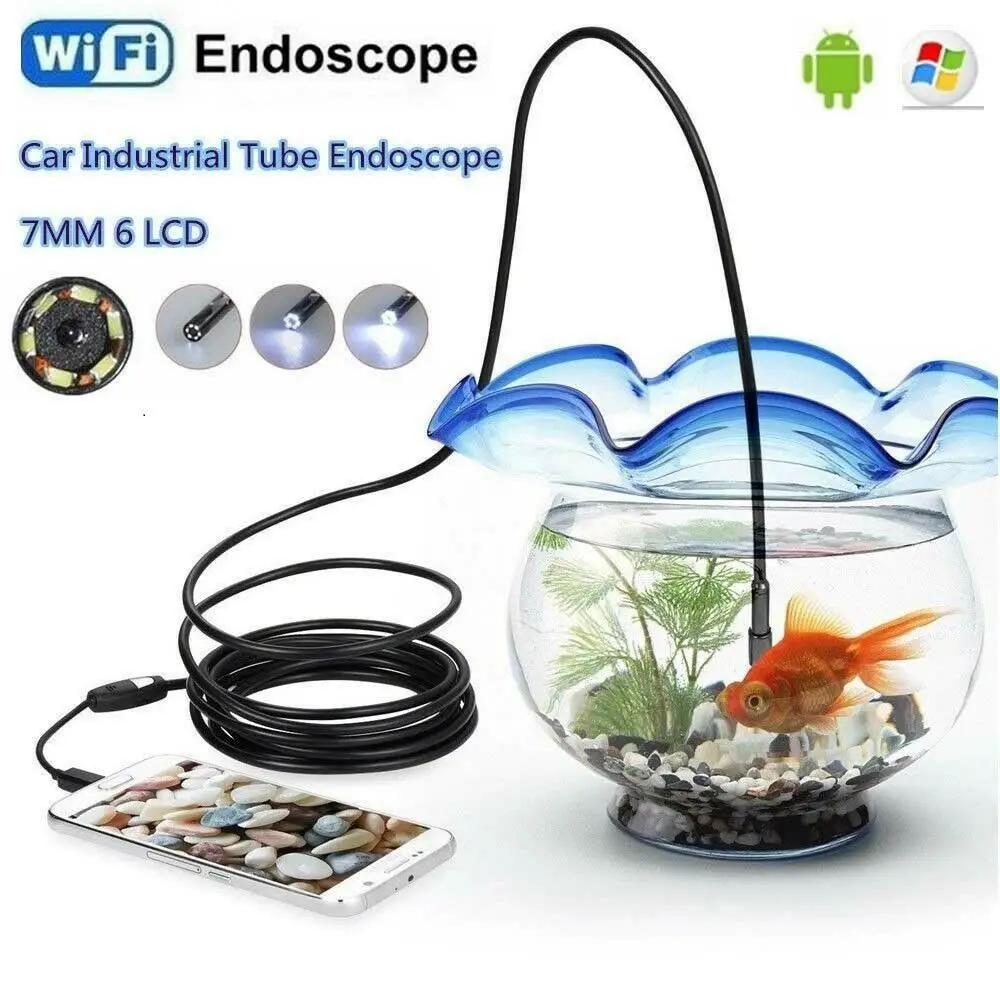 Pripaso HD Waterproof WiFi Endoscope Inspection 8 LED Camera Built in Battery for iPhone Android IOS 8MM 1M Long Cable | Безопасность и