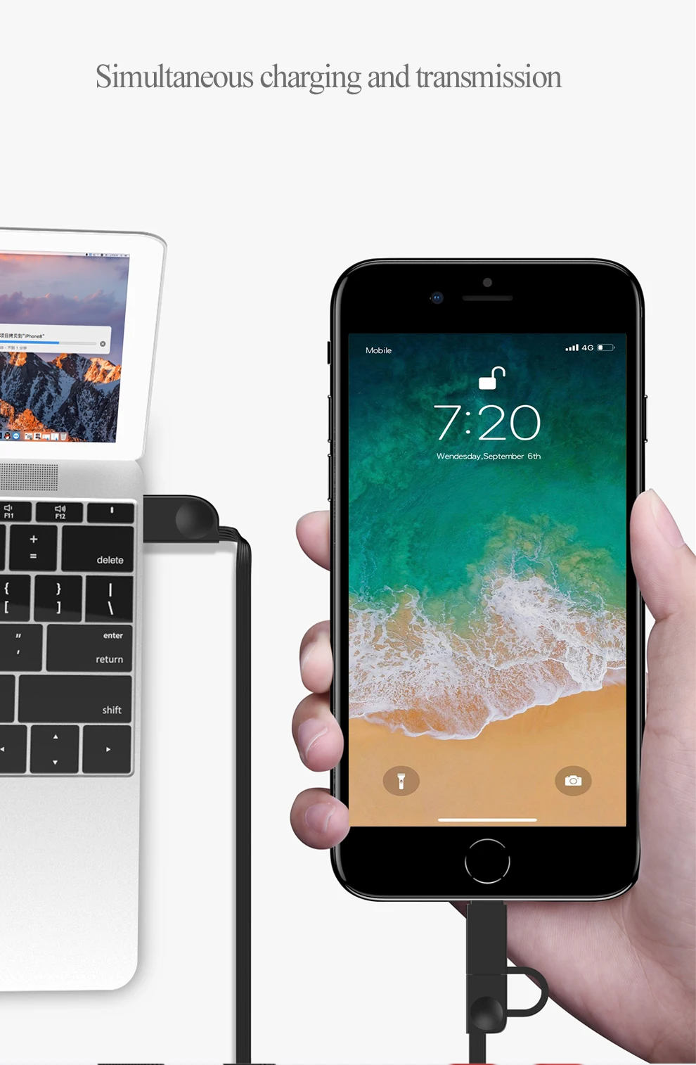 Oatsbasf 100 см Максимальная длина 2 в 1 Выдвижной USB кабель для iPhone XS XR XS MAX 7 8 Plus с микро USB кабель для зарядки
