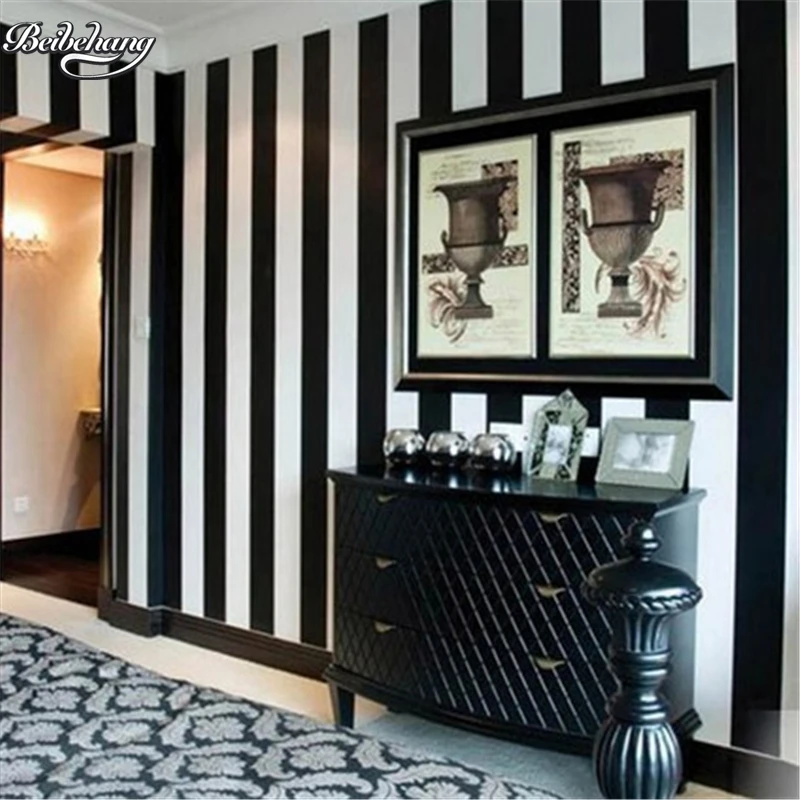 

Beibehang Современные простые черно-белые вертикальные полосатые обои взрывобезопасные модели обоев для спальни гостиной