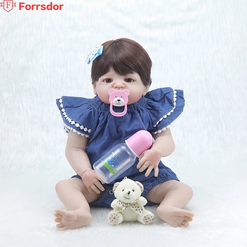 

Реалистичная мягкая силиконовая кукла forrsdor55 см в модных платьях, силиконовый Реборн, подарок на день рождения