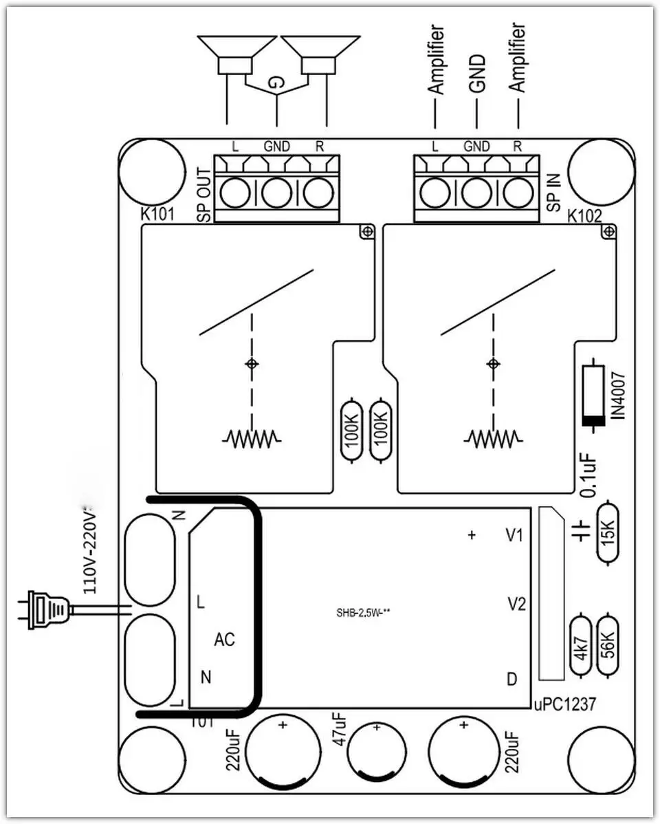GZLOZONE сборная плата защиты громкоговорителя усилителя высокой мощности (AC110 240V) L14