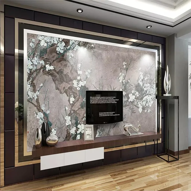 Пользовательские 3d росписи китайский стиль живопись настроение Гостиная ТВ фон