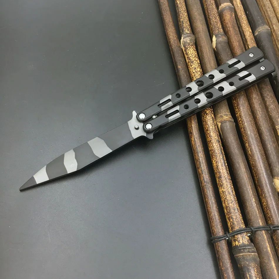 5Cr13Mov Stainless Steel knife Butterfly Training Knife butterfly in gaming tool dull no edge |