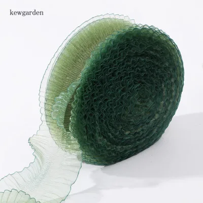Kewgarden 2-1/" 60 мм жемчужные плиссированные пряжа атласные ленты вручную изготовленная лента DIY бант ленты упаковка Riband 30 ярдов/рулон - Цвет: 3