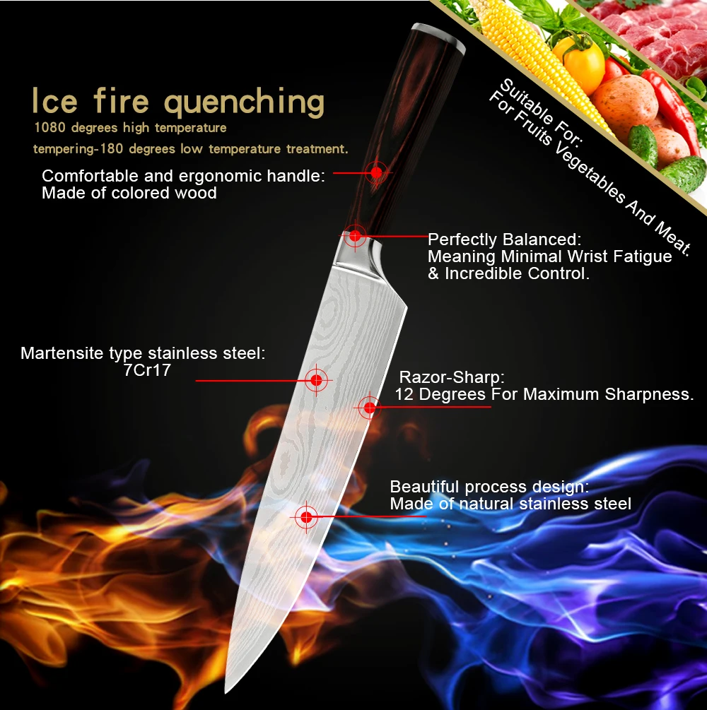 Кухонный нож в японском стиле из нержавеющей стали кухонный повара сантоку ножи