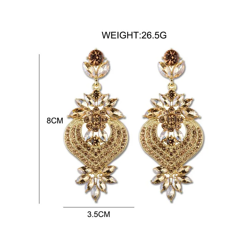 

Vintage Colour Stone Earrings For Women 5 Color Luxury Big Crystal Dangle Earrings Fashion Jewelry Charms Suitable Party,Gift