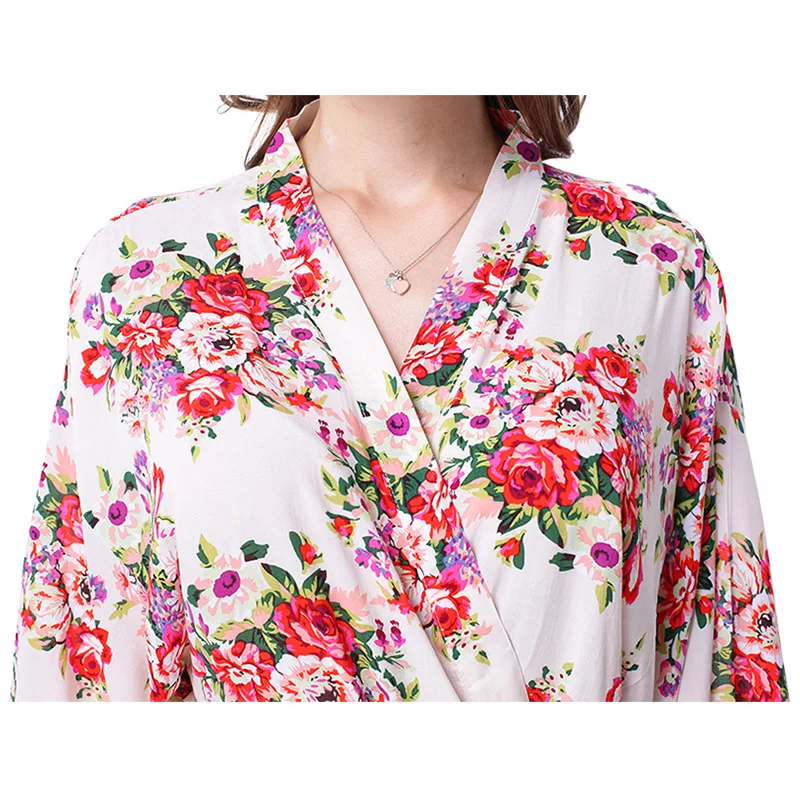 Vestido Longo, цветочное кимоно, халат, Batas De Algodon, пижамы, хлопковый Халат, одежда для сна и халат, женский ночной халат