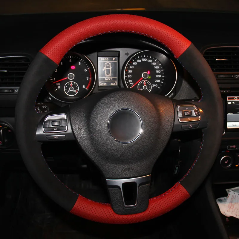 Ручной швейный чехол рулевого колеса автомобиля замша кожа Volant для Volkswagen VW Gol Tiguan