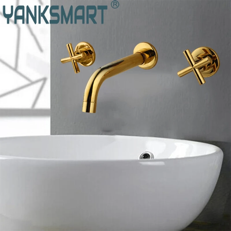 Настенный смеситель для ванной комнаты Золотой белый цвет кран с росписью