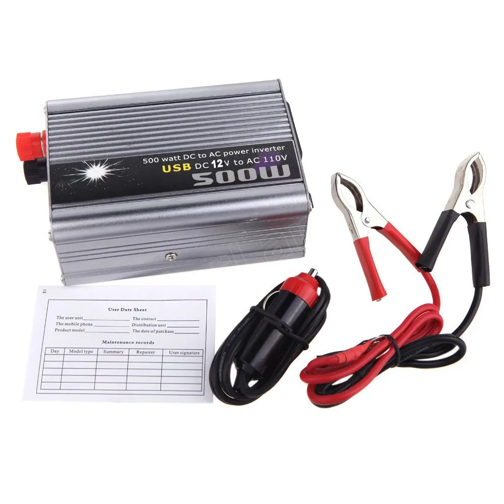 

500W DC 12V to AC110V Car Auto Power Inverter Converter Adapter USB charger Portable Transformer Modified Sine Wave